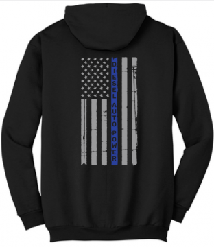 DAP Black Hoodie with Blue Line Flag-s